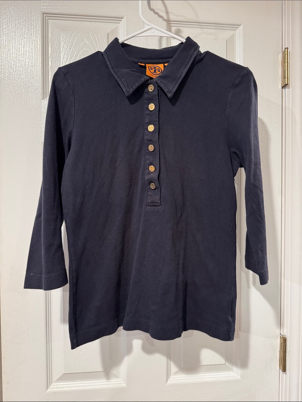 Tory Burch 3/4 sleeve polo navy size large